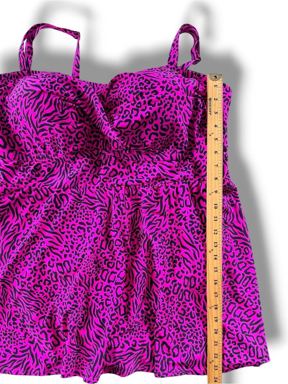 Torrid Wireless Bandeau Swim Dress Size 4X in Wild Leopard Pink Glo - Picture 6 of 8